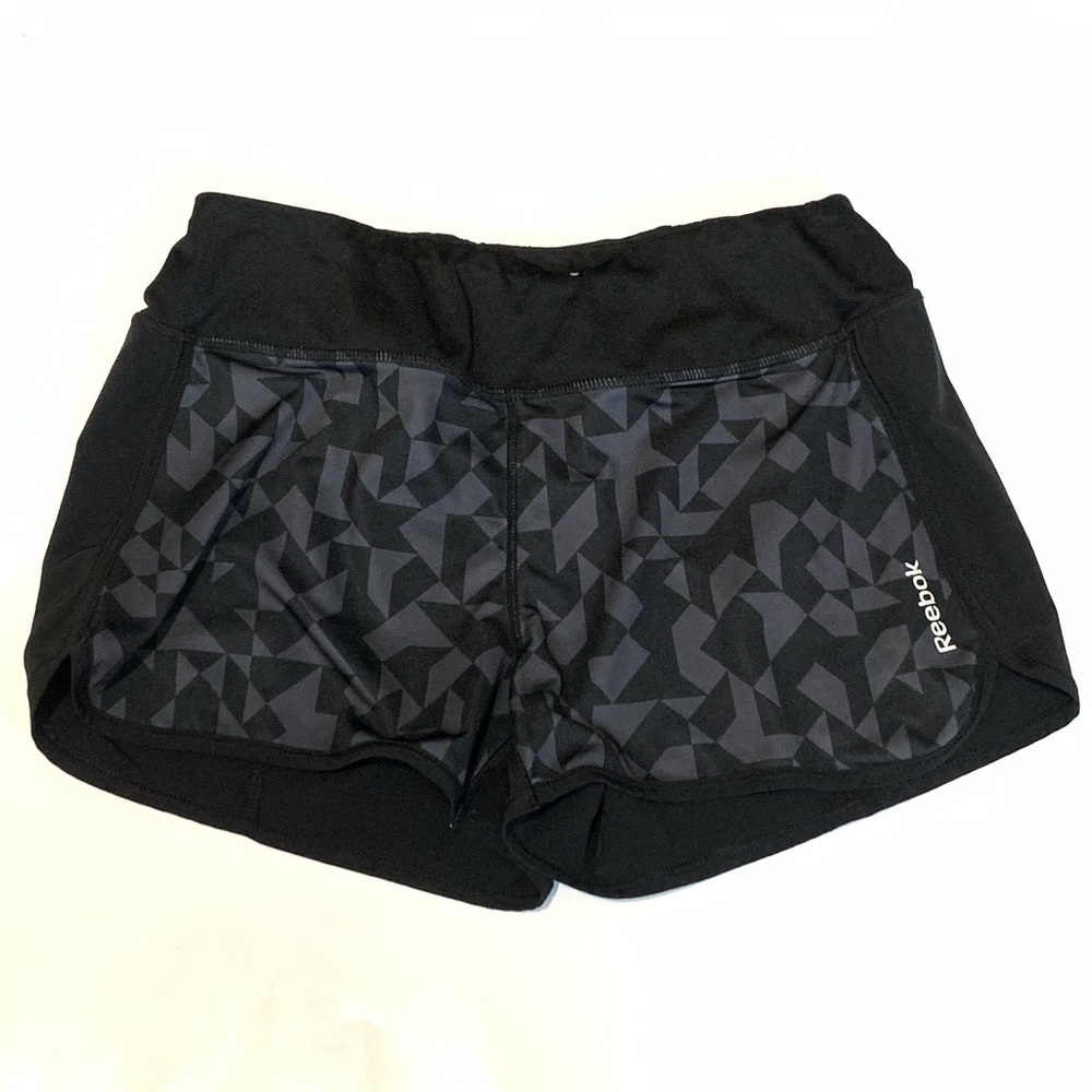 Reebok Black Patterned Athletic Shorts